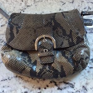 Faux snake skin coach purse